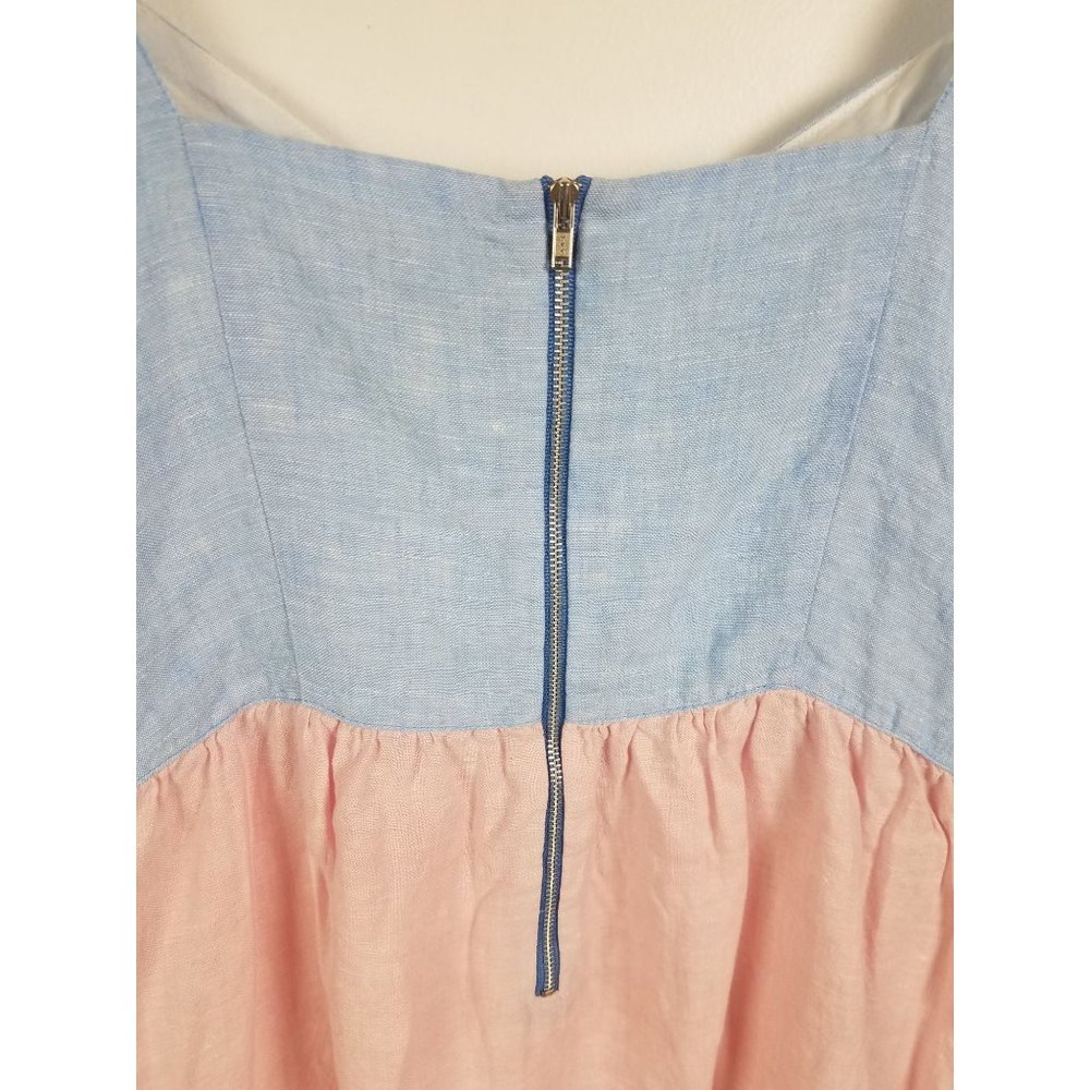Cynthia Rowley Women's Sz. M 100% Linen Tiered Color Block Short Sundress - Picture 7 of 8